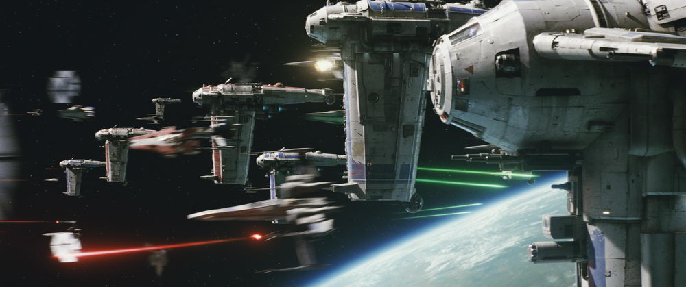 Digitales Phantasma: Eine Space-Schlacht-Szenario aus "Die letzten Jedi" (© Lucasfilm/Disney)