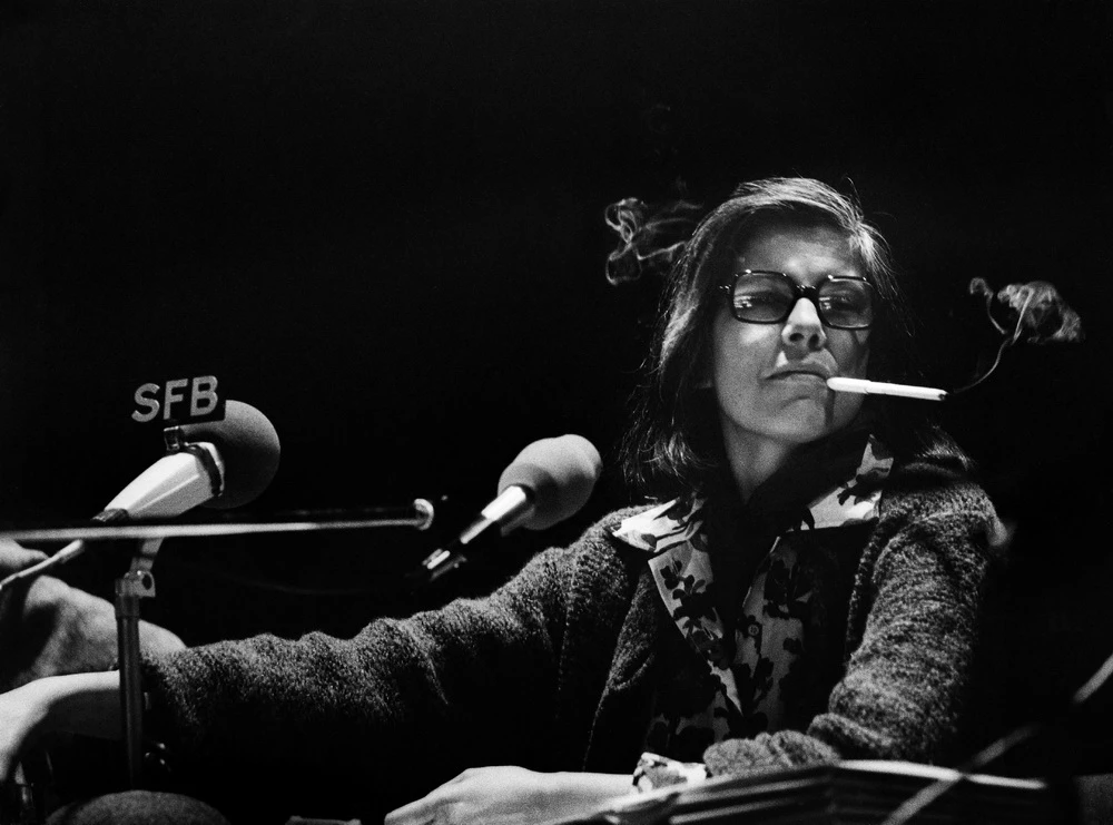 Susan Sontag 1976 in der Akademie der Künste Berlin (Renate von Mangoldt)